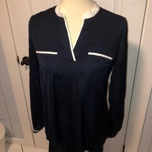 Navy long‎ sleeve blouse